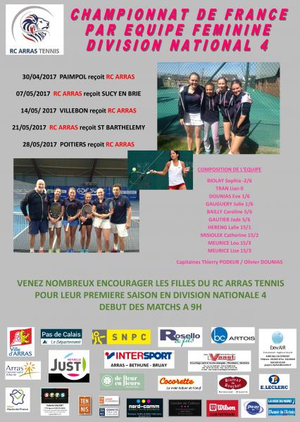 1ère à domicile pour les tenniswomens d'Arras en Nationale!!!!!