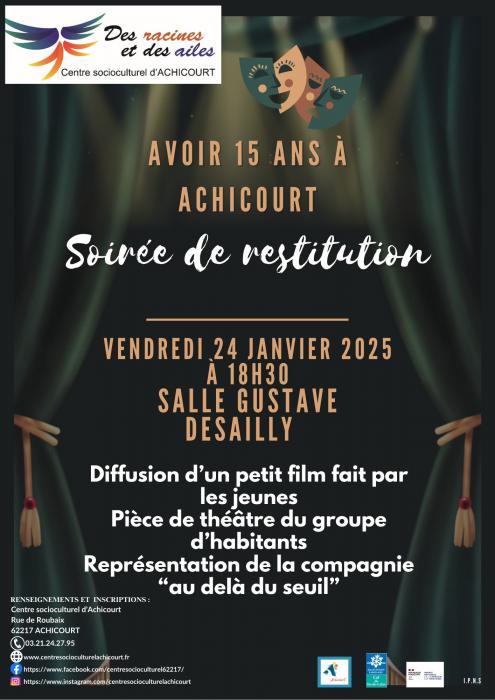 Une soirée de restitution sur le thème avoir 15 ans à Achicourt