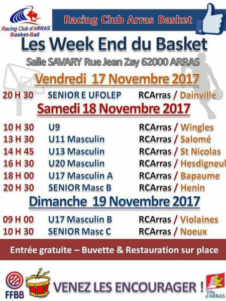 Matchs ce we au Rca basket