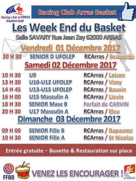 Matchs ce we au Rca Basket