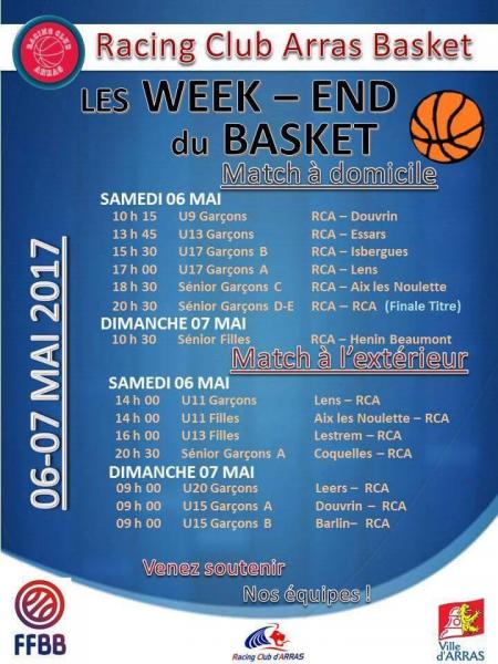 Matchs du week end du Rca Basket