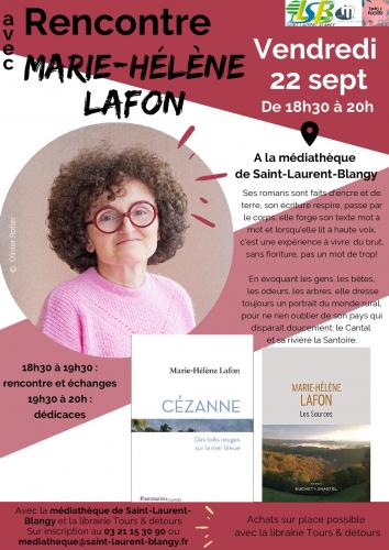 Marie-Hélène Lafon à la Médiathèque de Saint-Laurent-Blangy