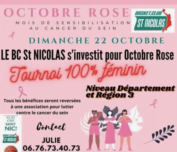 Un tournoi 100% féminin de basket pour Octobre Rose à Saint Nicolas