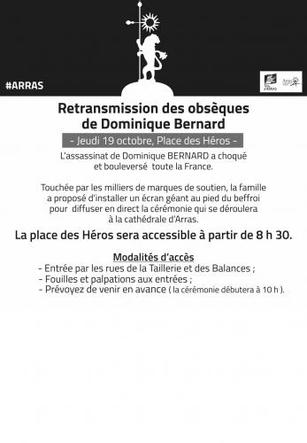 Les obsèques de Dominique Bernard sur écran géant