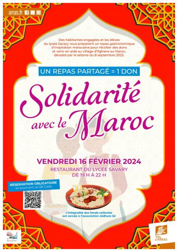 Un repas solidaire pour les sinistrés du séisme au Maroc