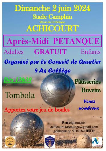 Un tournoi de pétanque gratuit à Achicourt