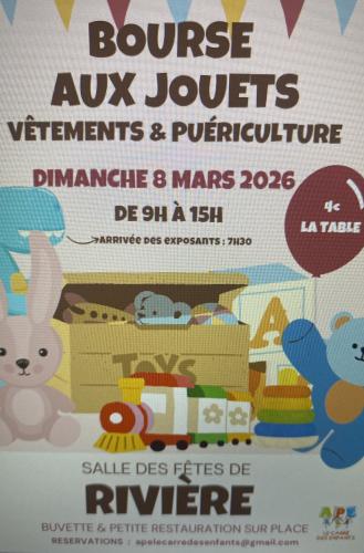 Une bourse aux jouets, vêtements et puériculture à Rivière