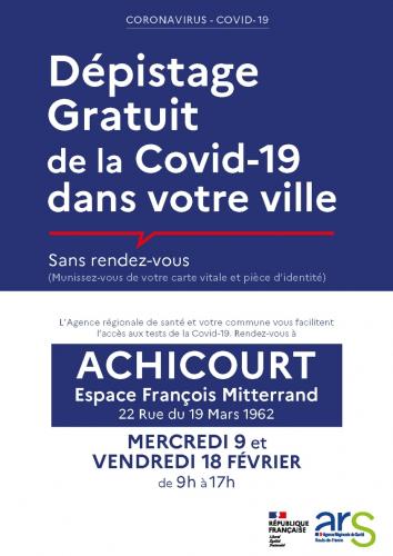 Une opération de dépistage gratuit contre la Covid 19 à Achicourt