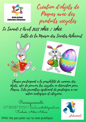L’association 2A2C propose un atelier fabrication objets de pâques 