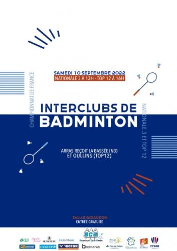 Le badminton club Arras dans le top 12 en direct vidéo sur notre site internet !!!