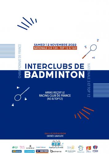 Le badminton club Arras dans le top 12 en direct vidéo sur notre site internet !!!